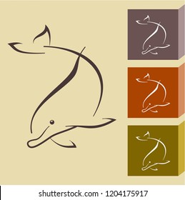 Dolphin Vector Illustration Line Art
