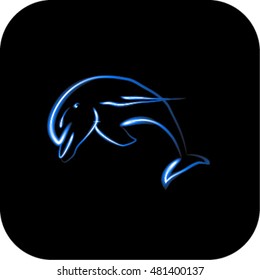 dolphin, vector illustration, logo, black background, a graphic image