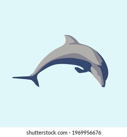 Dolphin vector image in three colors palette