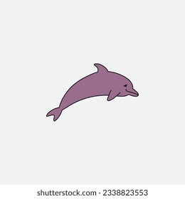 Dolphin Vector Isolated Icon. Cartoon Style. 