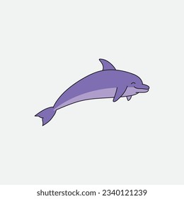 Dolphin Vector Isolated Icon. Cartoon Style. 