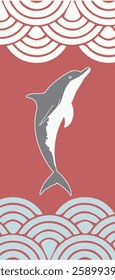 dolphin vector with japanese style art