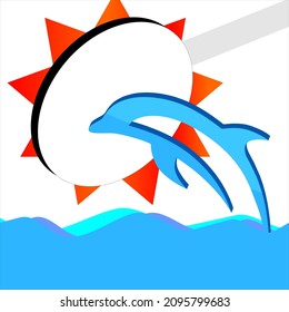Dolphin vector jumping over circle of fire