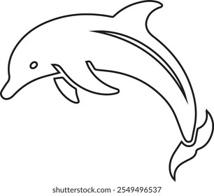 Dolphin vector line art illustration design.