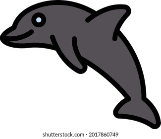 dolphin vector line colour icon