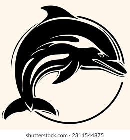 Dolphin-Vektorgrafik für Logo oder Symbol, Zeichnung Eleganter minimalistischer Stil, abstrakte Illustration