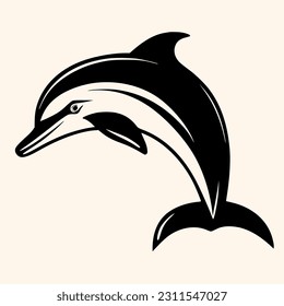 Dolphin vector for logo or icon, drawing Elegant minimalist style,abstract style Illustration	