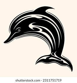 Dolphin vector for logo or icon, drawing Elegant minimalist style,abstract style Illustration