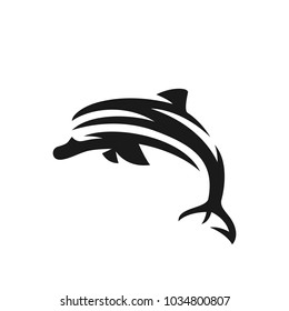 Dolphin vector logo on white background. Dolphin emblem illustration isolated sign symbol