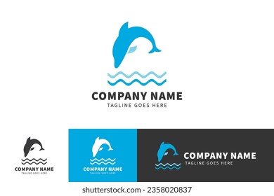 Dolphin vector logo template and animal icon design