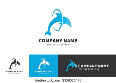 Dolphin vector logo template and animal icon design