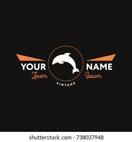 Dolphin Vector Logotype Vintage Icon Graphic Symbol Retro Style
