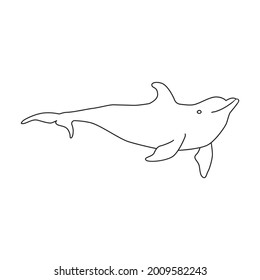 Dolphin vector outline icon. Vector illustration sea animal on white background. Isolated outline illustration icon of dolphin.