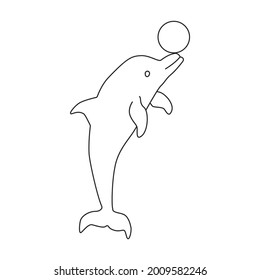 Icono de contorno del vector delfín. Ilustración vectorial animal marino sobre fondo blanco. Icono de ilustración de esquema aislado de delfín.