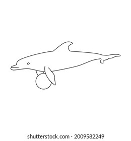 Dolphin vector outline icon. Vector illustration sea animal on white background. Isolated outline illustration icon of dolphin.