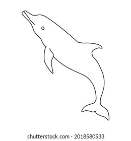 Dolphin vector outline icon. Vector illustration sea animal on white background. Isolated outline illustration icon of dolphin.