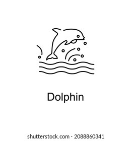 DOLPHIN vector outline icon for web design isolated on white background