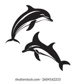 Dolphin vector silhouette icon set design