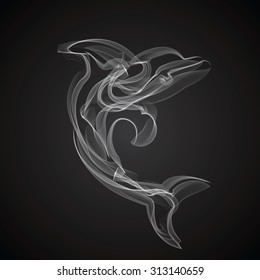 Dolphin vector silhouette on a black background.