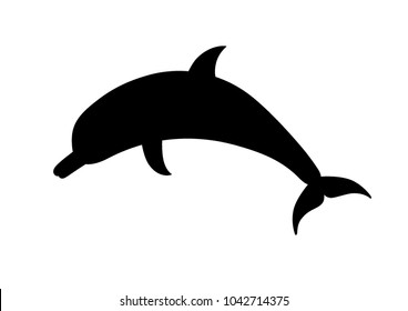 Dolphin, vector silhouette on a white background.