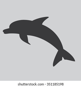 Dolphin. Vector silhouette on a white background.