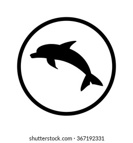 Dolphin. Vector silhouette on a white background.