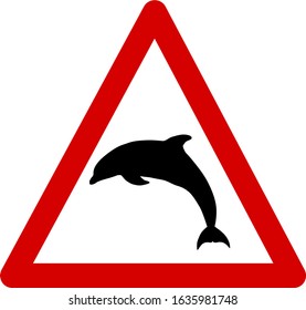 A dolphin warning sign illustration