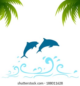 Dolphin in water blue splash