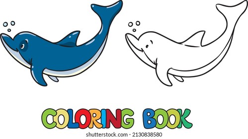 Dolphin in water coloring book. Kids vector