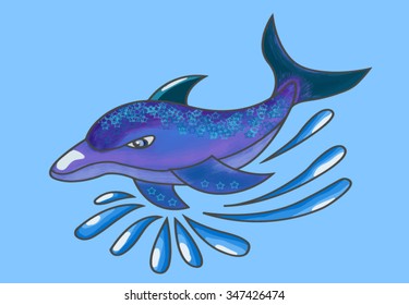 dolphin and water drops