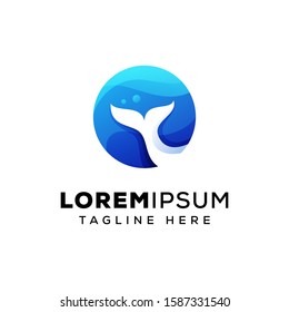 dolphin water logo template, modern circle dolphin logo design