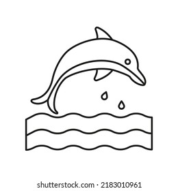 Dolphin, waves concept line icon. Simple element illustration. Dolphin, waves concept outline symbol design from summer set. Can be used for web and mobile on white background