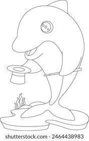 Delfín Mago Cilindro Animal Vector Ilustración de arte gráfico