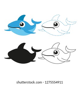 dolphin worksheet vector design