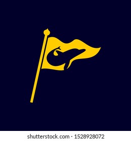 Dolphin yellow flag logo design template