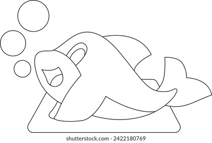 Dolphin Yoga Fitness Gymnastics Animal Vector Graphic Art Illustration