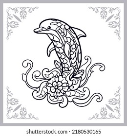 Artes de Dolphin Zentangle aisladas en fondo blanco