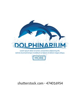 Dolphinarium logo. Dolphin logo. Banner. Vector flat illustration.