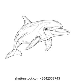 Dolphin.Coloring book antistress for children and adults. Illustration isolated on white background. Hand draw