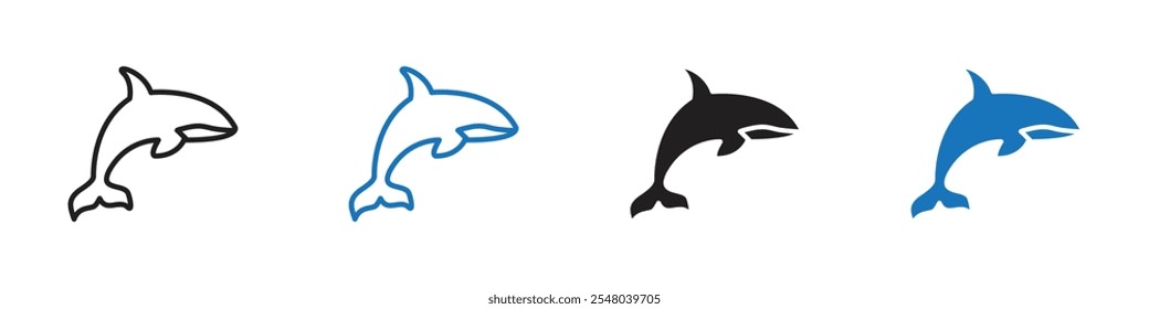 Dolphine icon Vector set outline