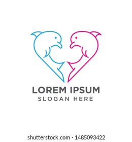 Dolphine love logo vector template