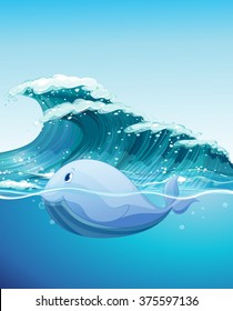 Dolphine swimming under the sea illustration