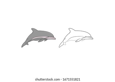 Dolphins  Animal Cartoon Vector Illustration Bundle