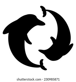 Dolphins arranged in a circle silhouette 