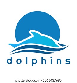  vector de diseño de logotipo azul delfines