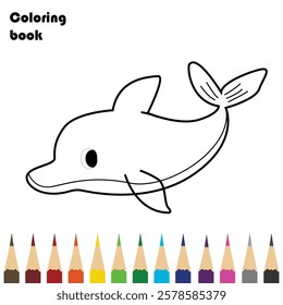 Dolphins coloring book pencils design