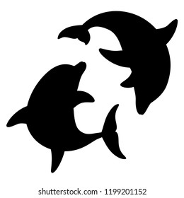 Dolphins for design and tattoo purposes, easy to use, edited and replaced. Vector illustration