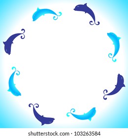 The dolphins distributed around. Vector. eps 8