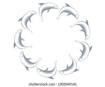 Dolphins frame decor isolated