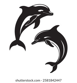 Dolphins graphic icons set on a white background